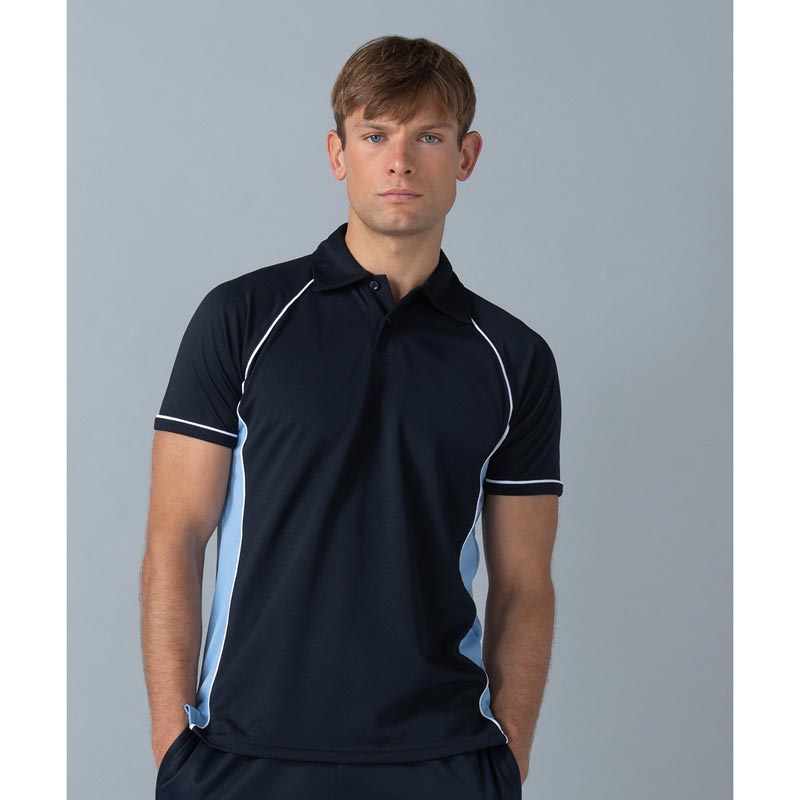 Piped performance polo - Black/White* S
